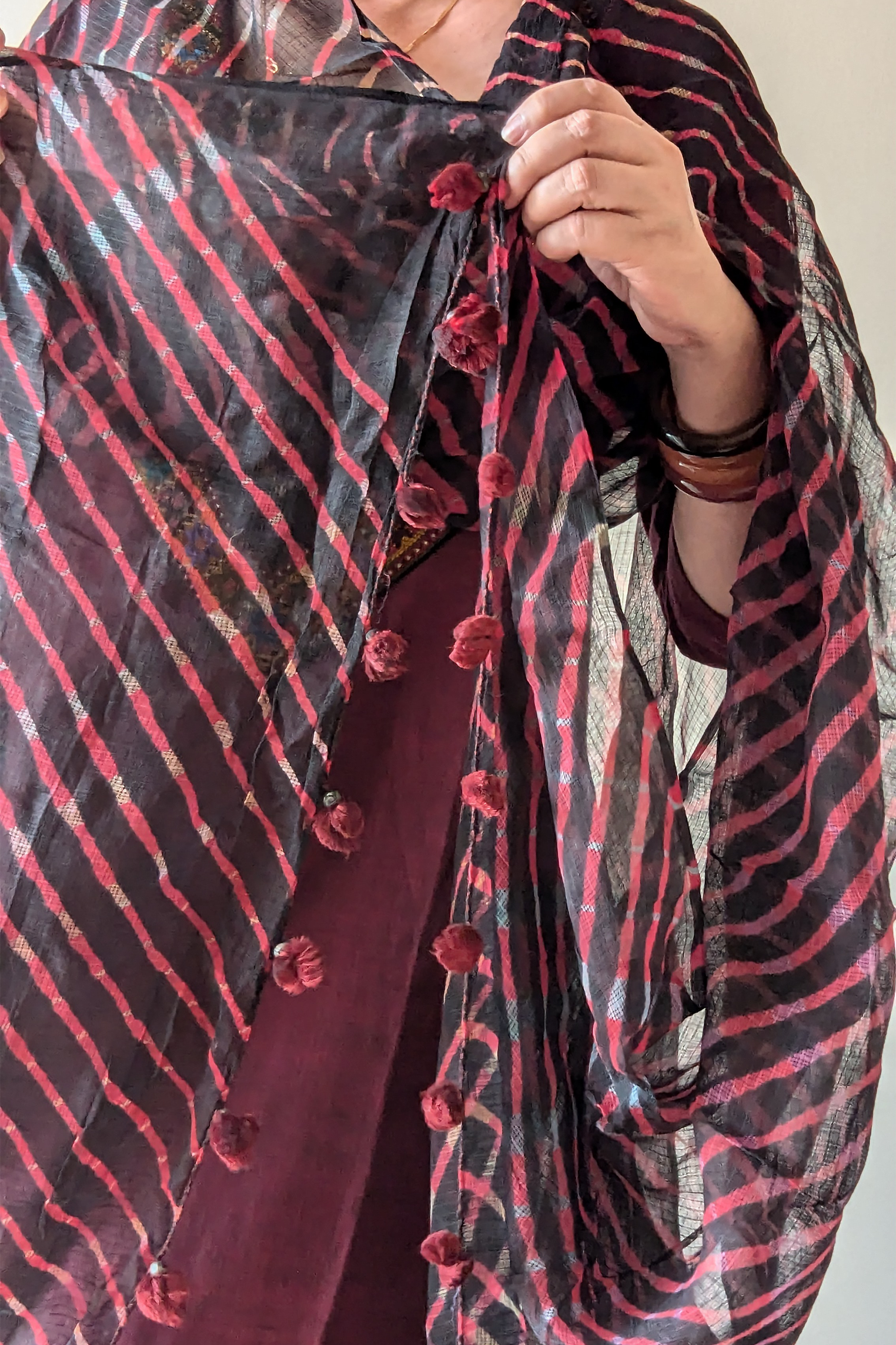 Black Lehariya Kota dupatta