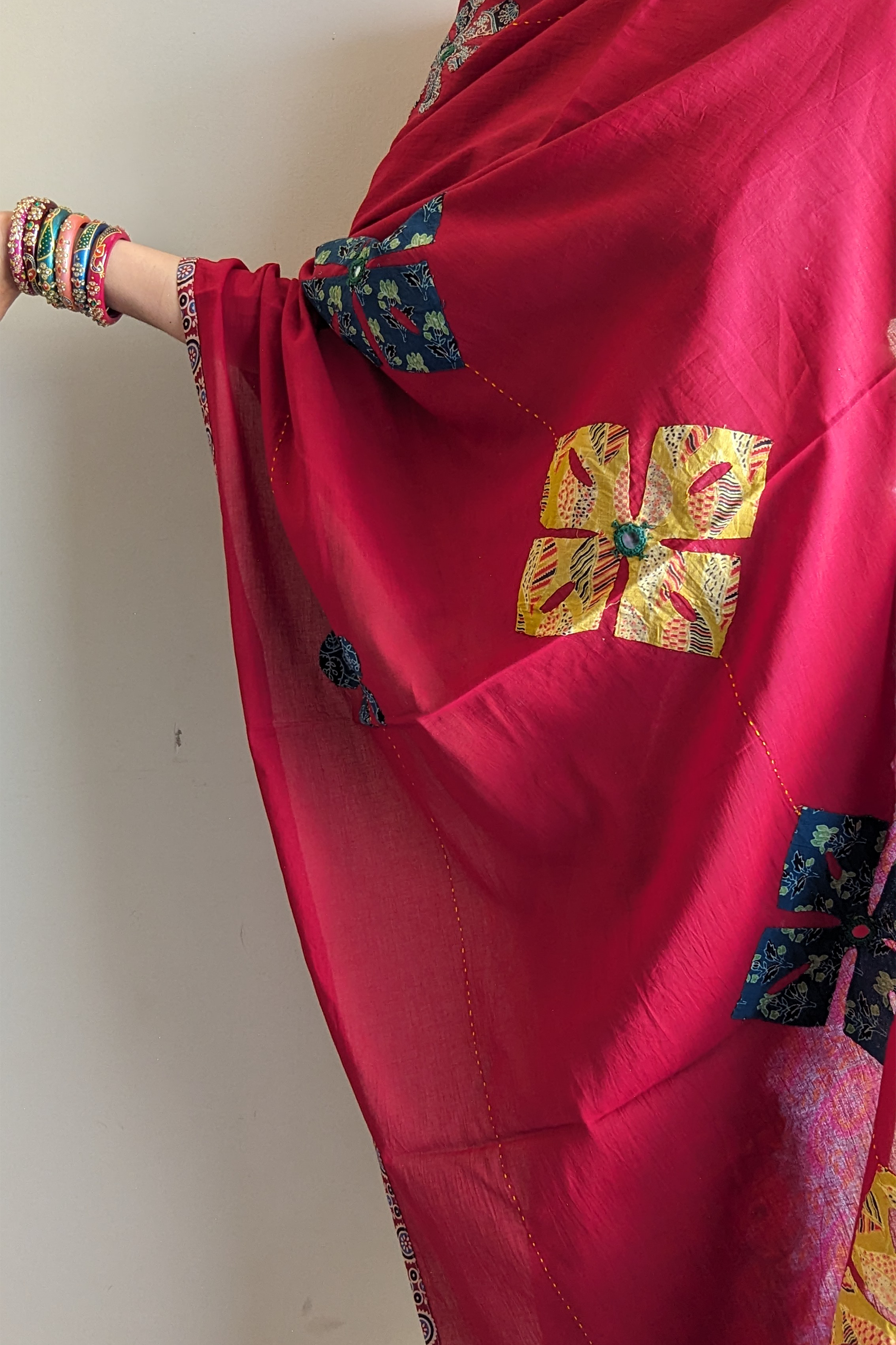 Red Patchwork dupatta