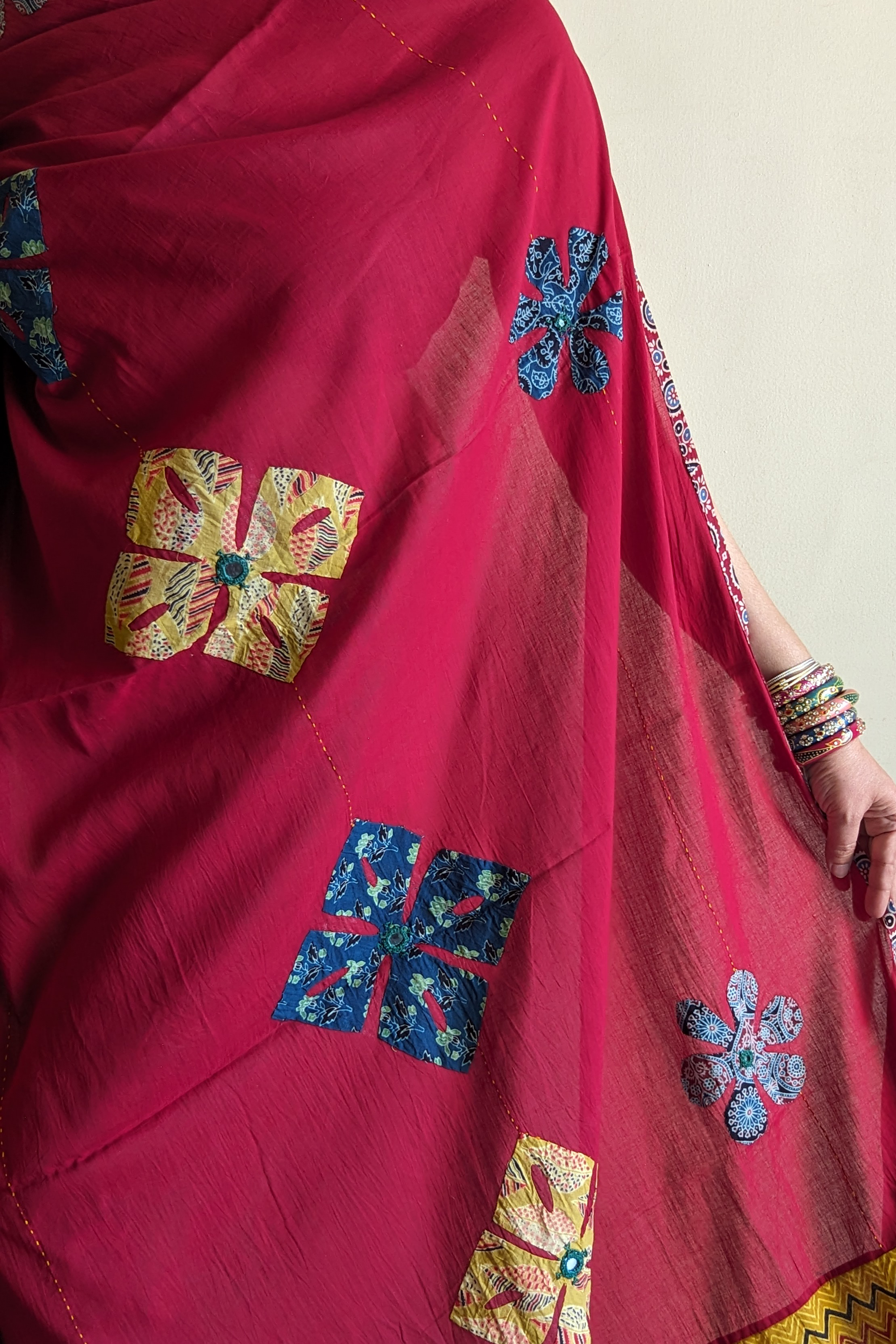 Red Patchwork dupatta