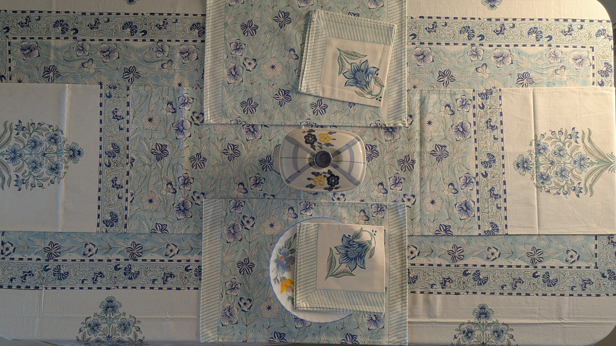 GLEAM BLUE PLACEMATS & NAPKINS